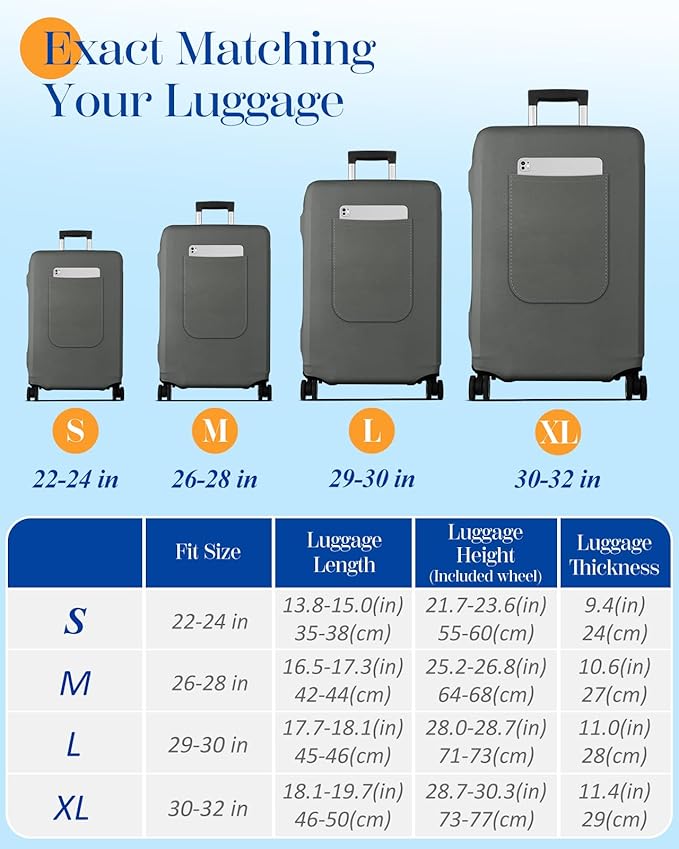 Slohif Luggage Cover for Suitcase Tsa Approved Protector - Luggage Sleeve Suit Case Cover Travel Stretch Large Baggage Case Protective Washable Fit 26-28 Inch Gray
