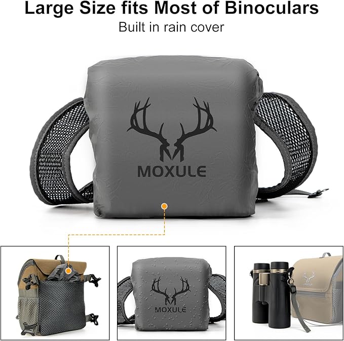 Binocular Harness Chest Pack: Bino Case with Magnetic Lid and Rain Cover for Hunting(Green)