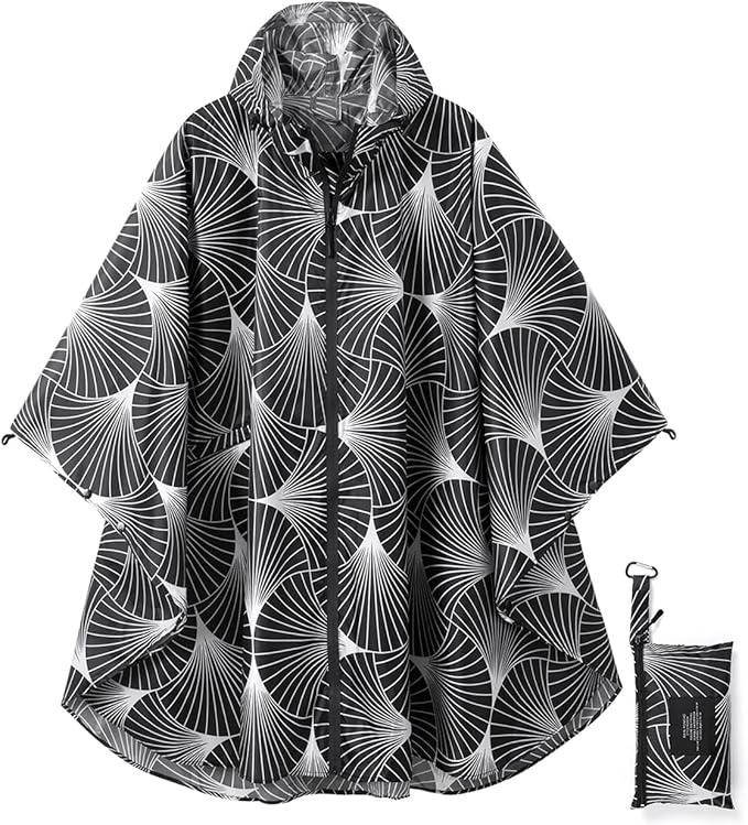 Rain Poncho Jacket Coat Hooded Zipper Style for Women/Men/Adult with Pocket