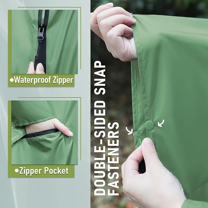 SaphiRose Unisex Rain Poncho Raincoat Hooded for Adults Women with Pockets