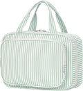 Narwey Striped Travel Toiletry Bag for Women Large Hanging Makeup Bag Organizer Toiletries Bag for Full Size Essentials Accessories Cosmetics (Mint Green Stripe (Large))