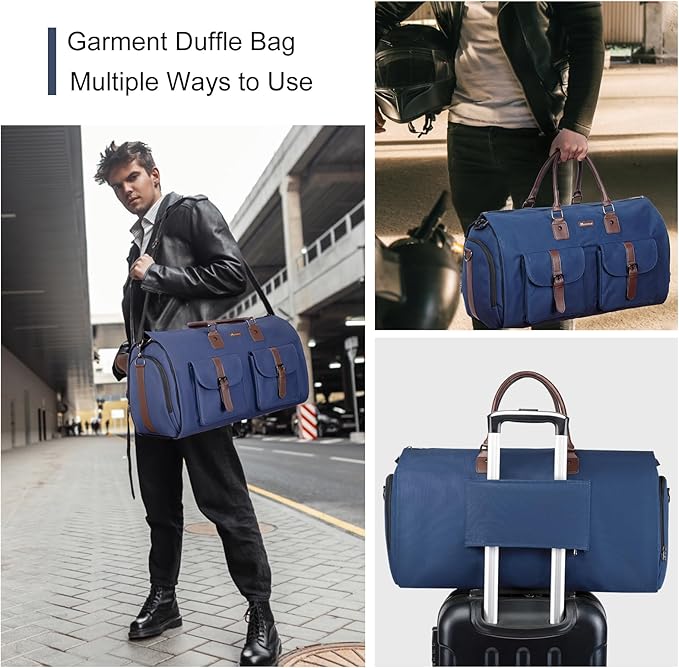 Modoker Garment Convertible Weekender Bag,Carry on Canvas Garment Duffle Bag Heavy Duty Overnight Bags for Men Women