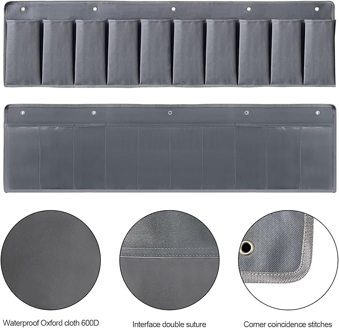 RV Shoe Pockets 10 Pockets Heavy Hanging Bedside Storage Organizer with Sturdy Hooks Storage Pockets Hangs on bed for Shoes Toys and Tool Accessories