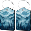 2 Pack Luggage Tag for Suitcase, Natural Scenery PU Cute Leather Luggage Tag Name ID Labels with Privacy Cover Suitcases Women Fun Laggage Tags