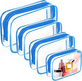 AURUZA 4 Pack Clear Toiletry Bag,Portable Travel Makeup Bags with Zipper, TSA Approved Clear Organizer Bags, PVC Cosmetic Pouch for Airport Airline Compliant (4 Packs Blue)