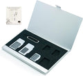 Aluminum SIM Card Case, 6Slots Ultrathin SIM Card Holder with SIM Card Adapter Kit for Travelers or Holiday Trip (6SIM+Silver)