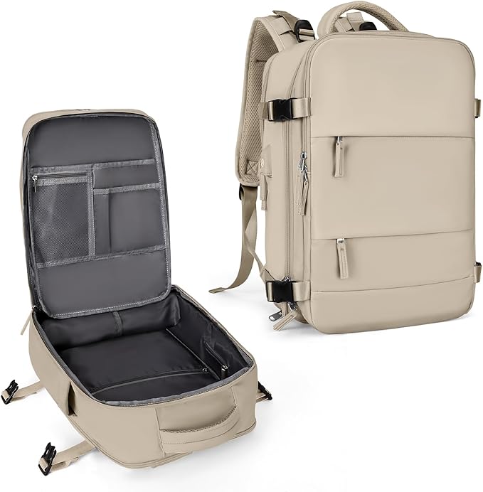 coowoz Travel Backpack For Women Men,Carry On Backpack,Hiking Backpack Waterproof Outdoor Sports Rucksack Casual Daypack travel essentials（Khaki）