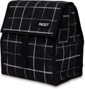 Packit® Freezable Lunch Bag, Black Grid, Built with ECOFREEZE® Technology, Foldable, Reusable, Zip and Velcro Closure with Buckle Handle, Designed for Work Lunch and Fresh Lunch On the Go