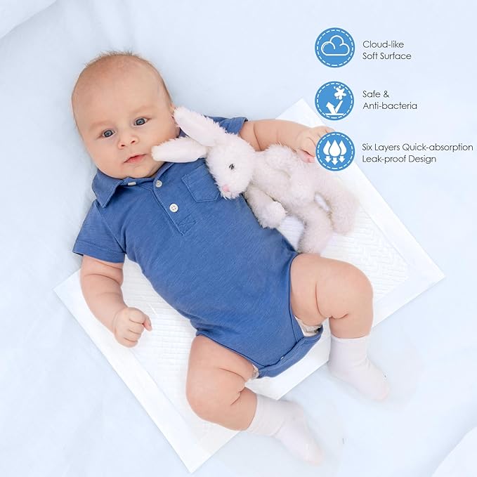 Disposable Changing Pads for Baby, 50 Pack Disposable Changing Pad Liners, Waterproof Disposable Underpads, Ultra Absorbent Super Soft Breathable Diaper Changing Mat 13 x 18 in