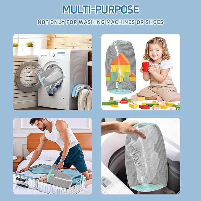 Shoe washing machine bag,Sneaker Laundry Bag for Shoes, Reusable and Durable Shoe Laundry Bag for Washer and Dryer,Suitable for cleaning shoes, gym, tennis, basketball, shoe storage (Grey -2 pieces)