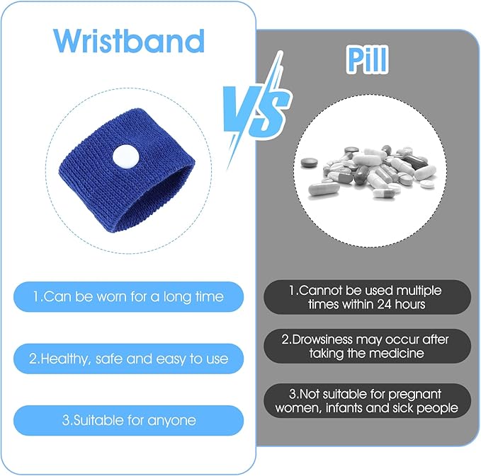 Motion Sickness Relief Bands, 8pcs Motion Travel Sickness Wristbands Natural Acupressure Nausea Relief Wristband for Pregnancy Morning Car Sea Flying Trip Dizziness Anxiety