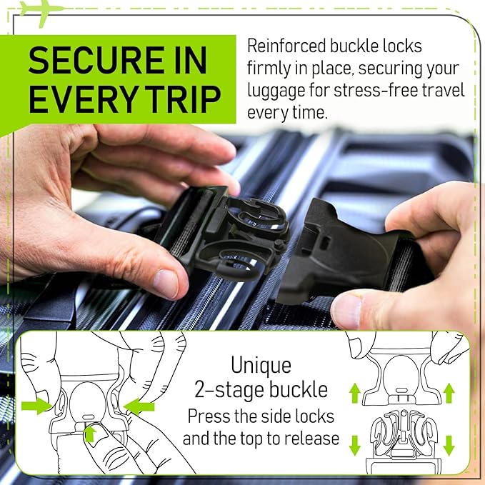 Untethered Luggage Straps | TSA-Approved Suitcase Belts with Heavy-Duty Buckles. Secure Adjustable Travel Accessories for Checked Bags. 4-Pack