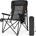 ALPHA CAMP Oversized Folding Camping Chairs for Adults High Backrest Heavy Duty Lawn Chairs Support 500 LBS Portable Camp Chairs with Cup Holders Large Side Pocket Outdoor Chair