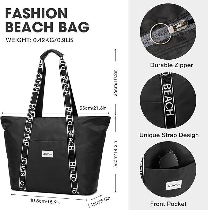 G4Free Beach Bag, Waterproof Beach Bags for Women, Personalized Strap Tote Bag for Women Birthday Gifts