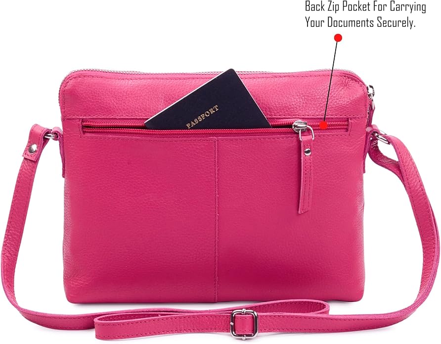 Wise Owl Accessories Small Soft Pebbled Real Leather Crossbody Handbags Purses Sling Crossover Shoulder Bag