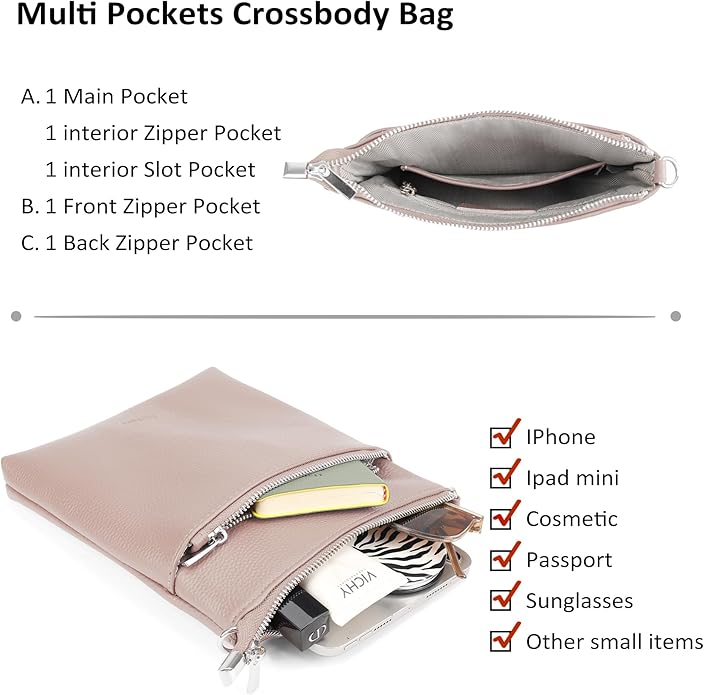befen Genuine Leather Small Crossbody Purses for Women Travel Cross Body Bags Lightweight with Adjustable Shoulder Strap