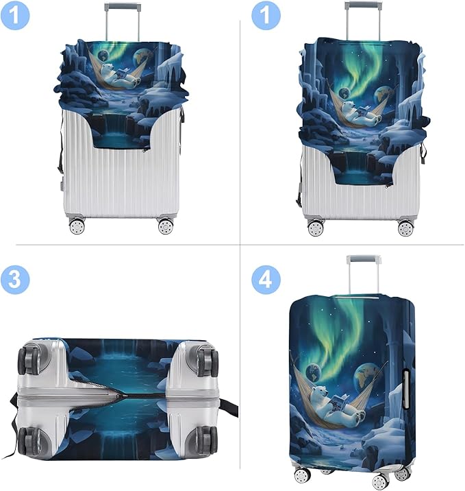 Polar bear Luggage Cover Washable Suitcase Protector Anti-Scratch,Stretchable Fit for 20-34Inch Luggage Durable Travel Bag Cover with Zipper Closure L(28-30inch suitcase)
