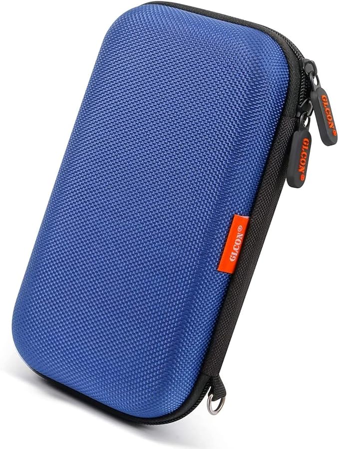 Blue Shockproof Charger Carrying Case - GLCON Small Hard Travel EVA Case for WD Seagate Toshiba Hard Drive, Power Bank, Electronic Accessories, Cord, Cable - High Protection Portable Storage Bag