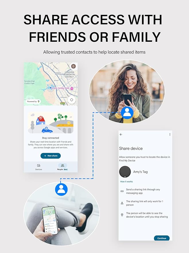 Android Tracker Tags, Works with Google Find My Device App (Android only), Key Finder Item Locator Tracking Device Smart Tags for Luggage, Wallet, Vehicles, Keys (Multi-Color, 4 Pack)
