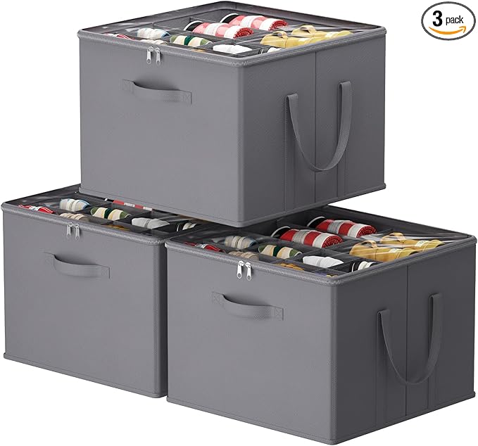 Lifewit Shoe Storage Organizer for Closet, Fits 12-16 Pairs, Large Shoe Box Storage Containers with Clear Cover and Reinforced Handles, Foldable Storage Bins Fits for Boots Heels Sneakers, 3 Pack Gray