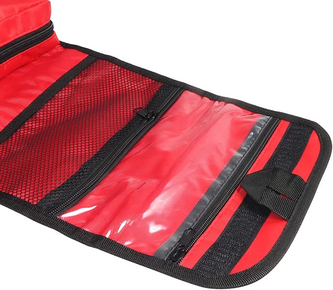 First Aid Bag Tote Empty Small First Aid Kit Bag Outdoor Travel Rescue Pouch First Responder Medicine Bag Pocket Container for Car Home Office Sport Outdoors (Red Foldable Green Print)