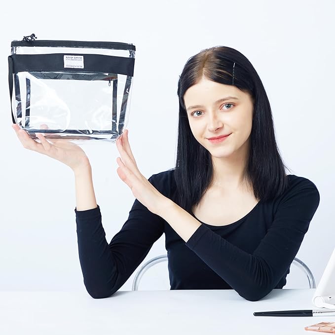 Rough Enough Clear Toiletry Bag Makeup Organizer Cosmetic Pouch with Zipper Handle for Travel Beach Essentials Storage