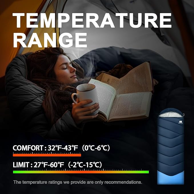 Sleeping Bags for Adults Cold Weather,Portable, Waterproof,Lightweight Sleeping Bag for Tall Girls Boys with Compression Sack for Warm Camping, Hiking, Outdoor & Indoor