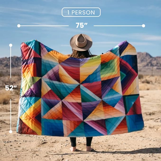 Rumpl Original Puffy Blanket - Warm, Water-Resistant Camping Blanket with 100% Recycled Synthetic Insulation, 52"x75", Original Puffy V1, Forest Fade