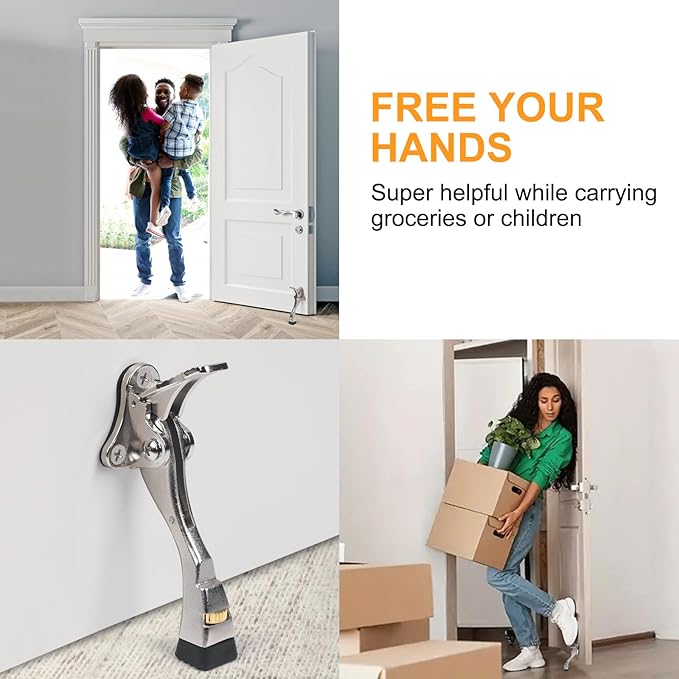Kick Down Door Stoppers for Bottom of Door, Heavy Duty Kickdown Door Stop, Adjustable Door Stoppers (4 Inch x 1 Pack)