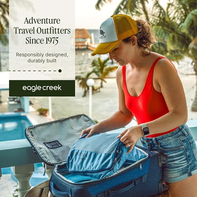 Eagle Creek Pack-It Reveal Cube Set - Packing Cubes for Compartmentalizing Luggage - Durable - Ultra-Lightweight - Water-Resistant - Easy Grab Zipper Pull - Mesh Windows - Blue Dawn - XS/S/M