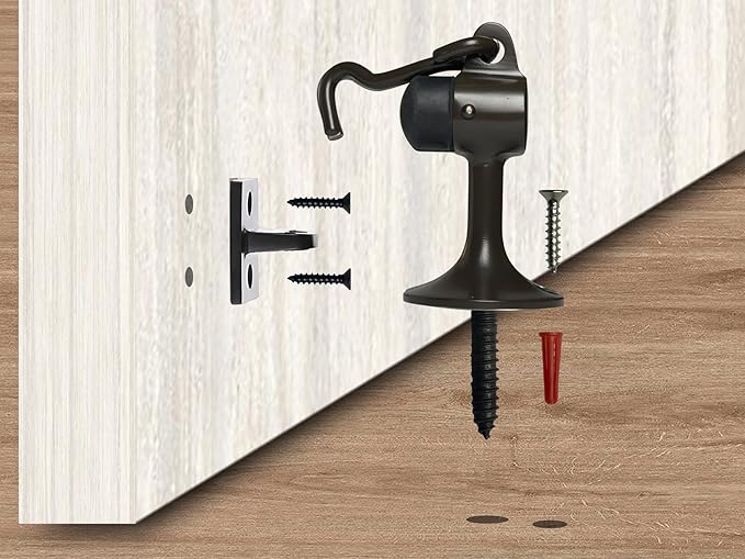 QCAA Solid Brass Door Stop, 3-15/16" Height, US10B ORB(Oil-Rubbed Bronze), Made in Taiwan, 2 Pack