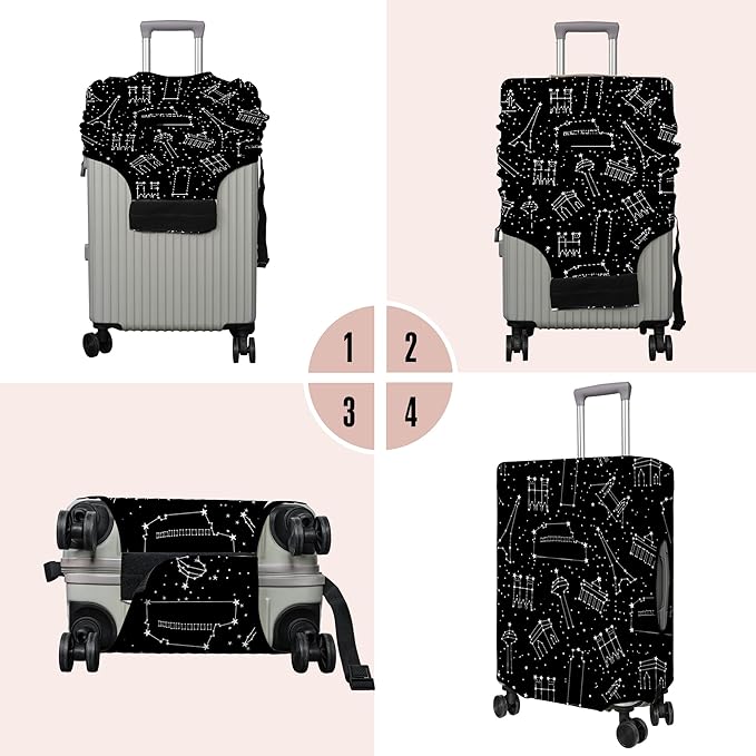 Travel Luggage Cover Suitcase Protector Fits 18-32 Inch Wheel Covers PatternedTravel Related Items Flower Luggage Protector Elastic M