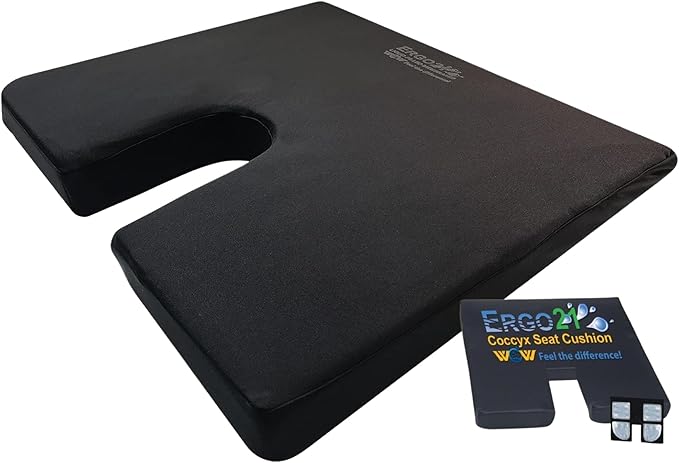 LiquiCell Coccyx Seat Cushion, Aid for Tailbone Pain Relief, Sciatica Pain, Back Support | Donut Like Butt Pillow for Long Hours Sitting at Home/Office Chair (18" W x 17" L x 2" H)