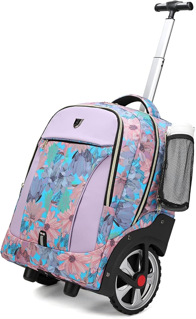 Rolling Backpack,Waterproof Backpack with Wheels for Business and Travel Commuter, Carry on Backpack with Laptop Compartment, Fit 17 Inch Laptop, Wheeled Backpack for Adults