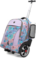 Rolling Backpack,Waterproof Backpack with Wheels for Business and Travel Commuter, Carry on Backpack with Laptop Compartment, Fit 17 Inch Laptop, Wheeled Backpack for Adults