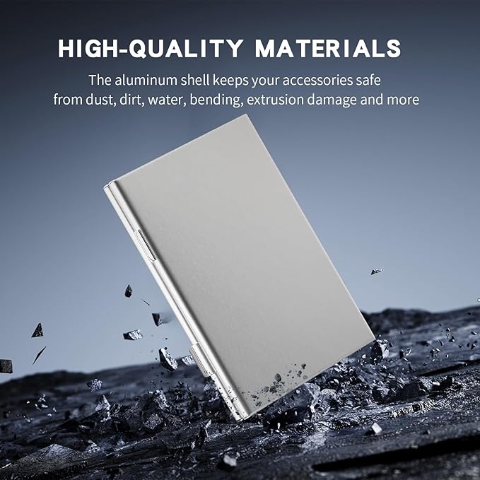 Aluminum SD Card Case, 18Slots Ultrathin SD Card Holder, Memory Card Storage Holder,Fit for 4 SD Card, 14 Micro SD Card, Silver