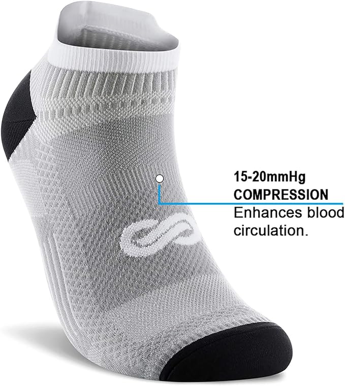 PAPLUS Ankle Compression Sock for Men and Women 2/4/6 Pairs, Low Cut Compression Running Sock with Ankle Support