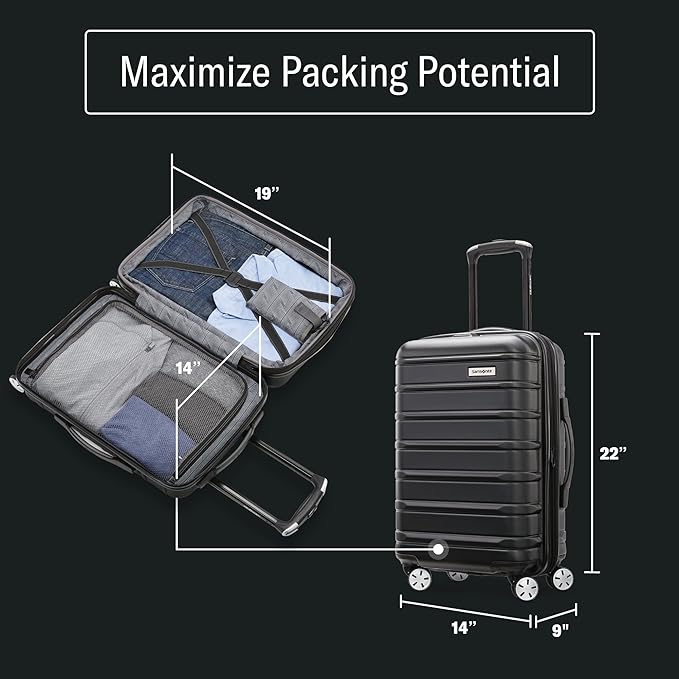 Samsonite Omni 2 Carry-On Hardside Luggage with 360° Spinner Wheels - Scratch Resistant Hardshell - TSA, Airline-Approved - Expandable Polycarbonate Shell for Lightweight Travel - Nova Teal