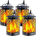 TomCare Solar Lights Upgraded Solar Lantern Flickering Flame Outdoor Hanging Lantern Decorative Lighting Solar Powered Waterproof LED Flame Umbrella Lights for Patio Garden Deck Yard, 4 Pack
