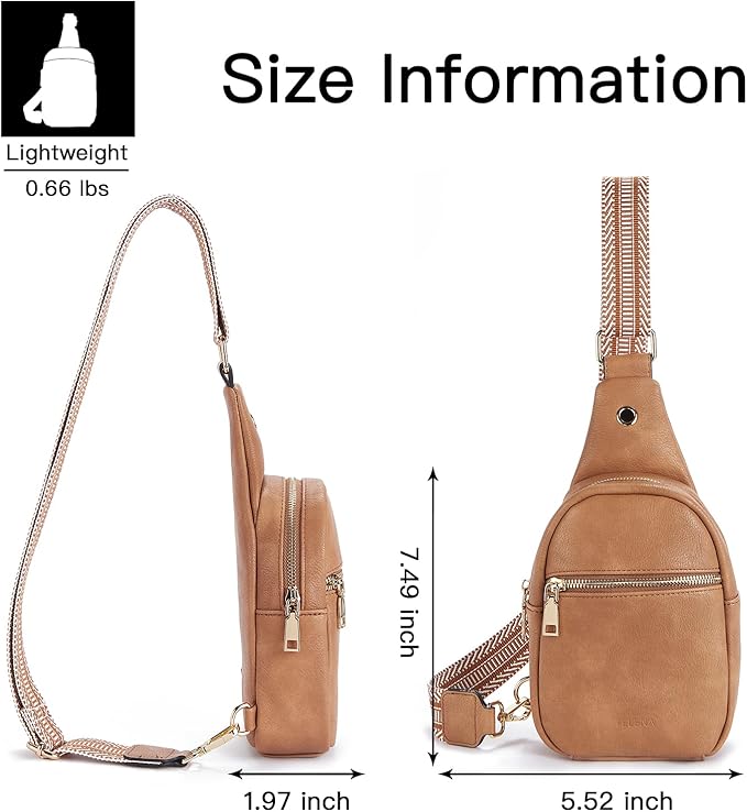 Telena Small Sling Bag for Women Leather Crossbody Fanny Packs Chest Bag for Women