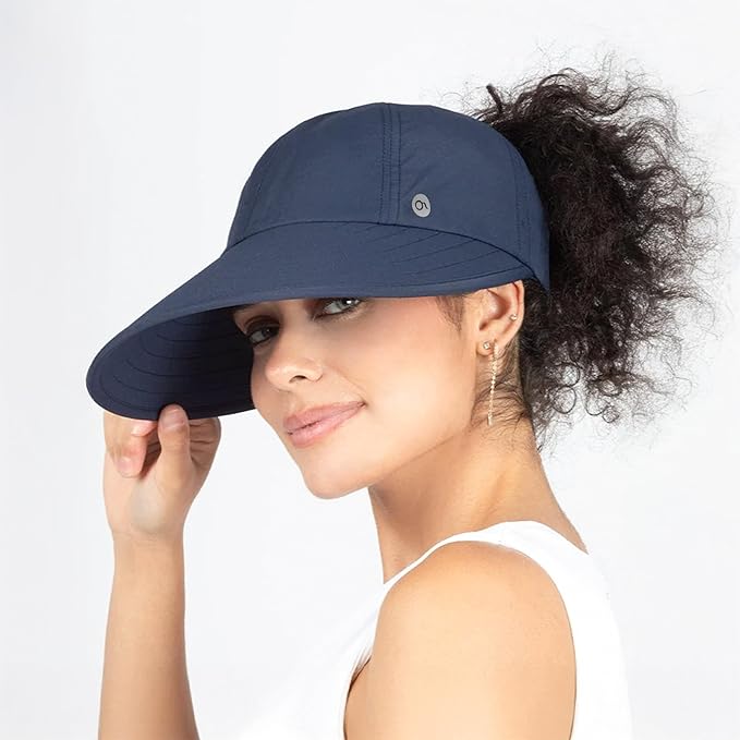 Ponyflo Sunblocker Wide Brim Hat - Oprah Awards Best Sun Hat - UV 50 Protection - Ponytail Sunhat for Women