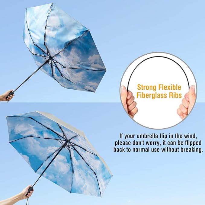 G4Free UPF 50+ UV Protection Large Travel Umbrella 42/46 Inch Auto Open Close Windproof Sun Blocking Umbrella