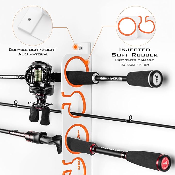KastKing SafeGuard Fishing Rod Holder for Garage, Wall or Ceiling Mounted Fishing Rod Rack Storage Organizer, Fishing Pole Holder Holds 12 Rods or Combos in Less Than 36 Inches