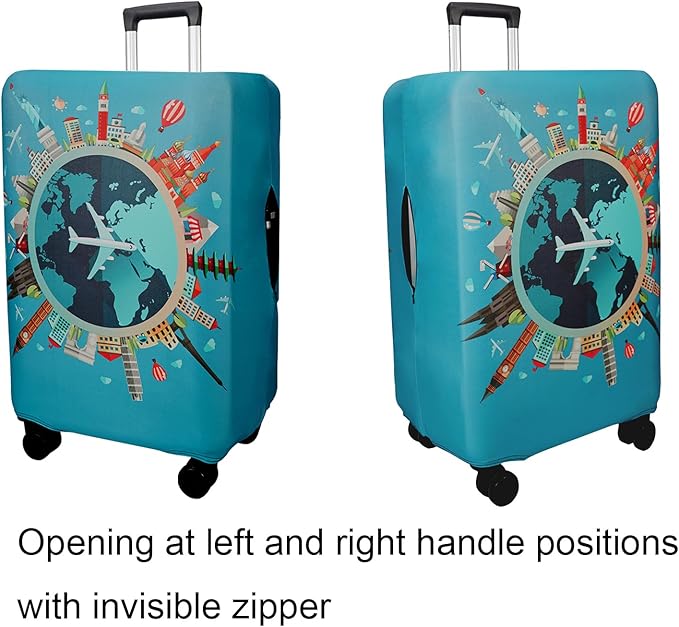 WUJIAONIAO Travel Luggage Cover Baggage Suitcase Cover Protector Skins 18-32 Inch (A15 Go Travel, S (for 18-20 inch luggage))
