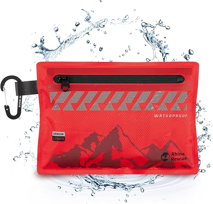 RHINO RESCUE Small First Aid Kit Ultralight Waterproof Medical Kit for Hiking, Backpacking, Cycling, Travel, Vehicles, 114pc