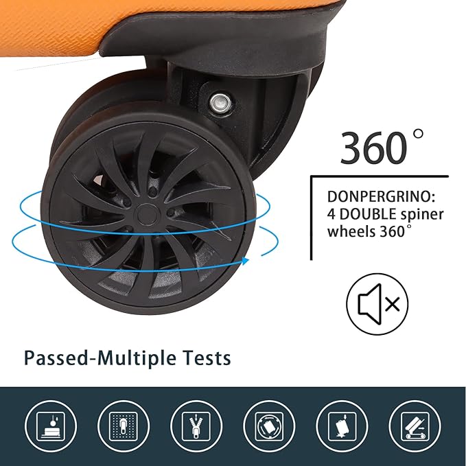 Luggage Set 3 Pieces (20/24/28) -Suitcase Set - Carry on Luggage with Wheels - Check-in Luggage - PC + ABS Durable Suitcase Rotating Silent Wheels Hardside Luggage with Spinner Wheels,5pcs (Orange)