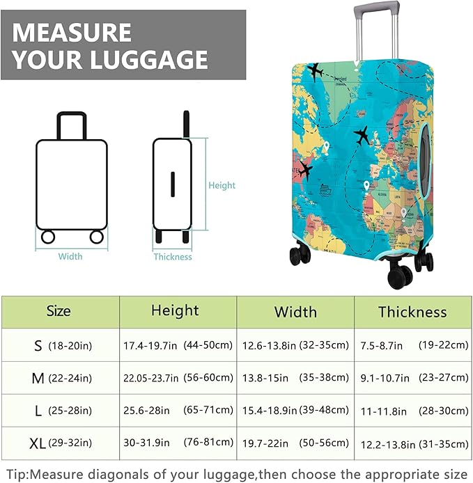 Travel Luggage Cover Suitcase Protector Fits 18-32 Inch Wheel Covers PatternedTravel Related Items Flower Luggage Protector Elastic L
