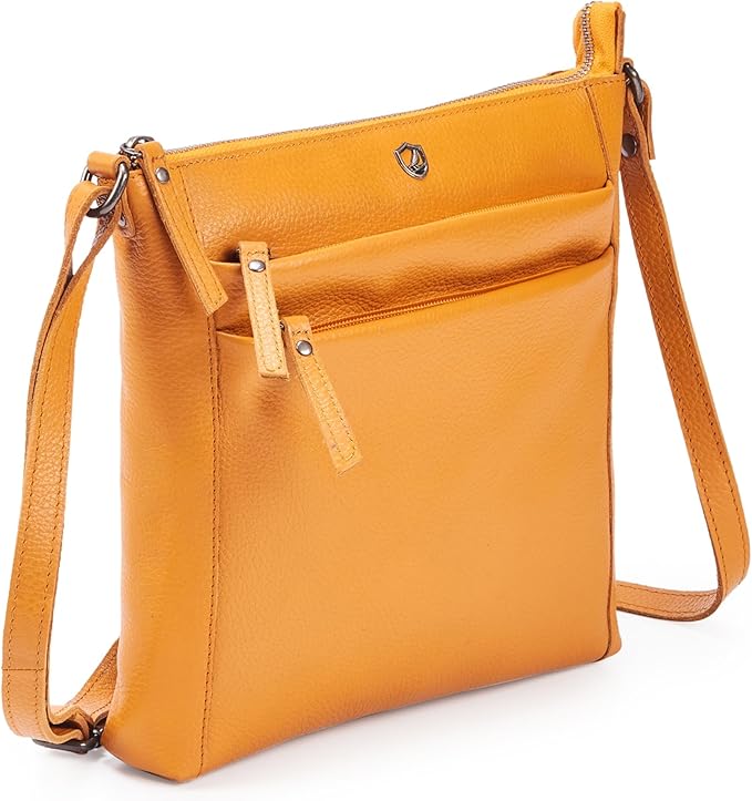 Small Soft Genuine Leather Crossbody Purse Women’s Sling Crossover Shoulder Travel Handbag with Triple Zipper