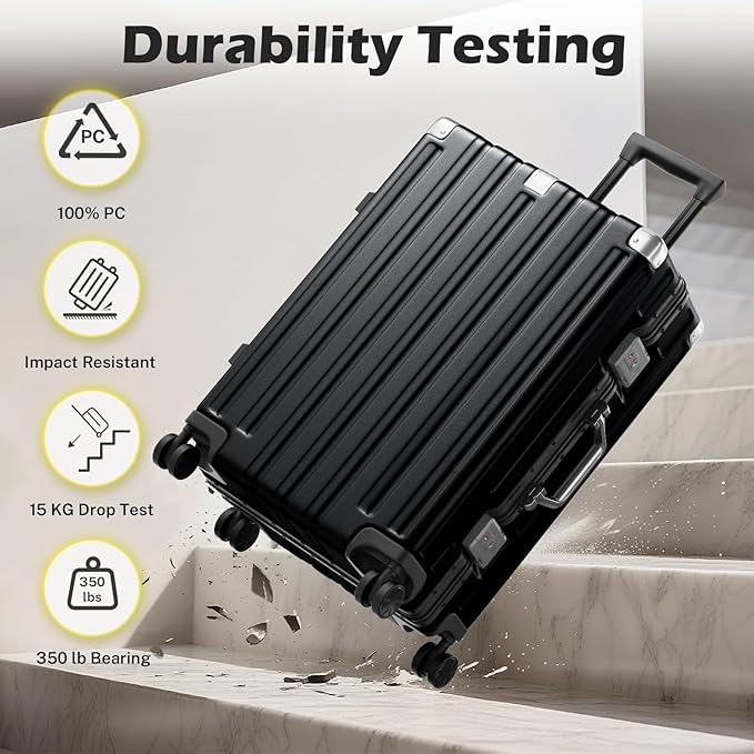 Krute Luggage Sets 2 Pieces Aluminum Frame Suitcase With Spinner Wheels 20 28 Inch Hardside No Zipper PC Luggages with USB Charger
