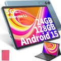 Android Tablet with Keyboard, Android 15 Tablet 10 inch with 24GB+128GB, 1TB Expand, 8-Core, 8000mAh, 5G WiFi, Widevine L1, GMS, with Case, Keyboard, Mouse, Stylus(Pink)